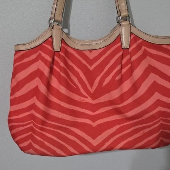 Coach Red and Tan Shoulder Bag with Slouchy Silhouette - Picture 4 of 12